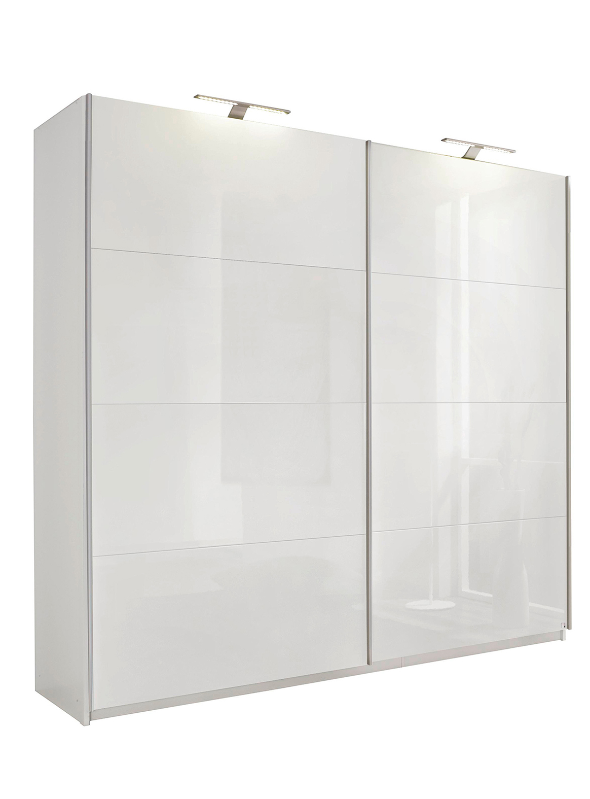 Armoire Beluga 136 cm avec 2 portes blanc brillant